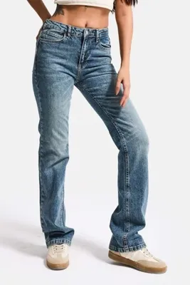 It's Basic Kadın Kot Rengi 4w5-32 Düşük Bel Straight Fit %100 Koton Denim Jean