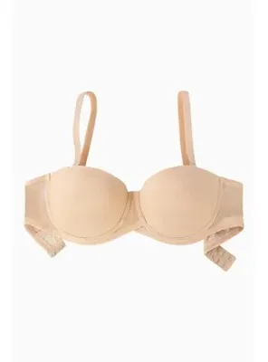 InStyle Rosali Mesh Straplez Sütyen Soft Push Up Yarı Dolgulu Premium Basic - Ten - 2226