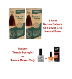 Natura Balance SAÇ BOYASI 7.43 KUMRAL BAKIR 2 ADET + KALYON TIRNAK BESLEYİCİ VE BAKIM YAĞI