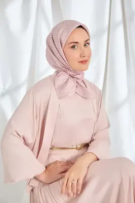 Silk Home Twill İpek Eşarp Micro Kare Koyu Pembe