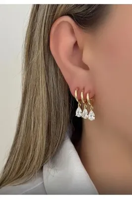 Genel Markalar Üçlü Gold Damla Shakira Küpe