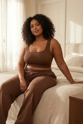 Trendyol Curve Kahverengi Seamless/Dikişsiz Balensiz Kapsız Esnek Bralette Örme Büyük Beden Sütyen TBBSS23CW00000