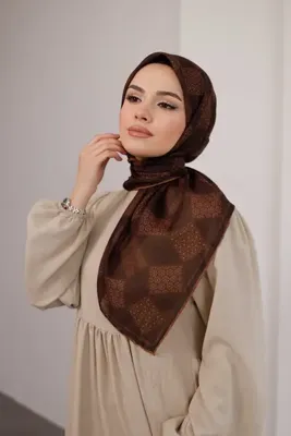 Genel Markalar Mosaic Desen Soft Eşarp – Kahve Kiremit