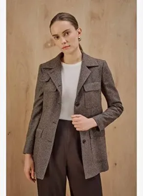 Sarar Woman Rione Koyu Kahverengi Ceket