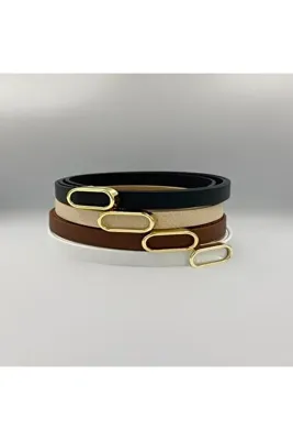 imran kemer 4'lü Fırsat Ürün'ü Ithal Oval Gold Tokalı Ince Kemer, Pantolon Kemeri, Gömlek Kemeri, Ceket Kemeri