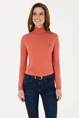 U.S. Polo Assn. Kadın Gül Kurusu Boğazlı Basic Kazak 50313621-VR026