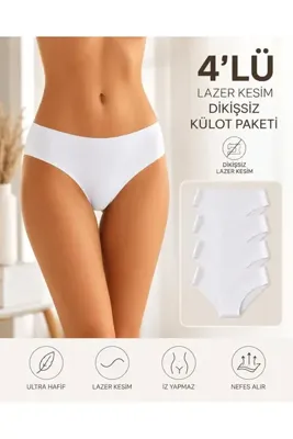 Genel Markalar 4'lü Lazer Kesim Dikişsiz Külot
