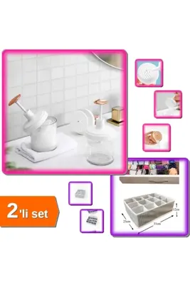Hereveoyuncak Taşınabilir Yüz Temizleme Krem Köpük Makinesi + 12 Bölmeli Çekmece Organizer - 2li Set B6E2T9