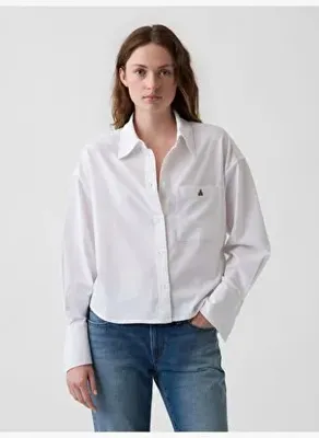 Gap Organik Pamuk Oversized Crop Oxford Gömlek