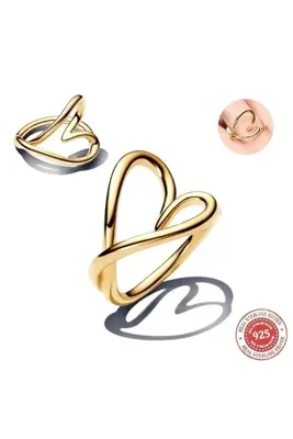 Hector&Co. Jewellery Gümüş Gold Renk Doğal Şekilli Kalp Yüzük