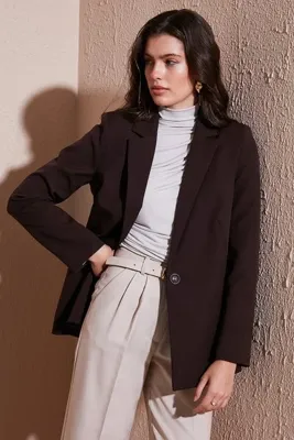 Lela Standart Fit Mono Yaka Desenli Astar Detaylı Blazer Ceket CEKET 6524003