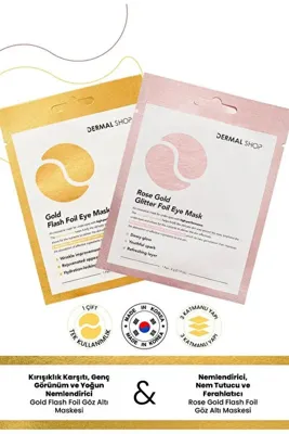 Dermal 2 Adet Tek Kullanımlık 3 Katmanlı Folyo Göz Maskesi Rose ve Gold Göz Maskesi Seti