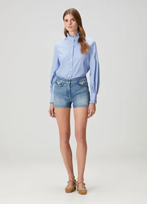 Valentino VGold Mavi Denim Şort