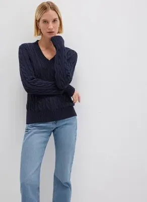 Mavi Lacivert Kadın V Yaka Slim Fit Yumuşak Dokulu Kazak M1710720-89101 V YAKA KAZAK Seaborn