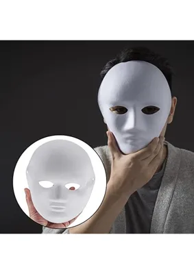 BEYAZ Renk Boyanabilir Anonim Tam Yüz Cosplay Maske 24X18 cm