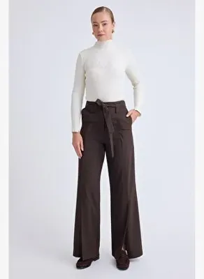Vitrin Yüksek Bel Beli Kemerli Pantolon