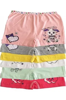 Tutku 3'lü Paket Elastan Kız Çocuk Baskılı Külot Boxer Şort