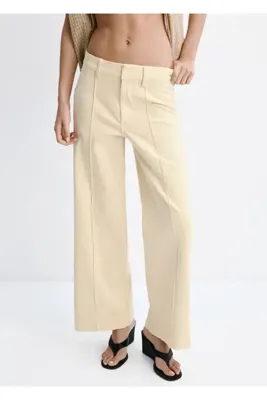 MANGO Woman Yüksek belli dikişli wideleg jean pantolon