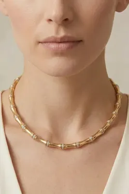 AURRARİ Gold Kemik Ve Silver Zirkon Taş Detaylı Premium Kolye