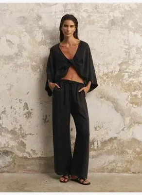 The Handloom Lucid Flow Tie Pantolon - Siyah