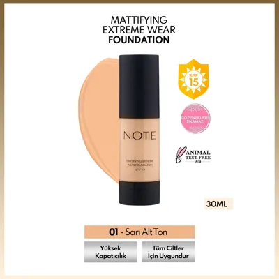 Note Cosmetics Note Mattifying Extreme Wear Foundation Fondöten 01 Beige