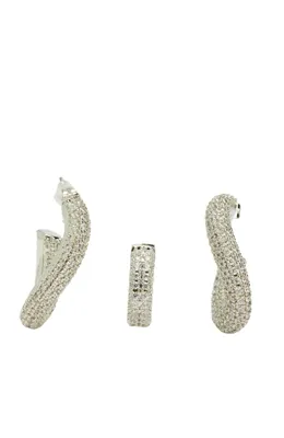 Network Silver Cuff Detaylı Kadın Halka Küpe