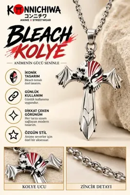 FG KONNİCHİWA Bleach Anime Kolye – Ichigo Kurosaki Hollow Mask Temalı Zincir Kolye