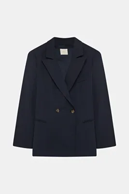 W Collection LACİVERT KRUVAZE KIRLANGIÇ YAKA CEKET
