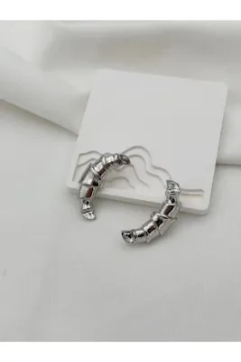Jerie Özel Seri Silver Plaka Kruvasan Trend Marka Küpe