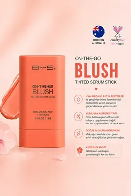 BYS Australia BYS Tinted Serum Stick Blush Juicy Peach (Şeftali) – Nemlendirici,Doğal Işıltı Sağlayan Stick Allık