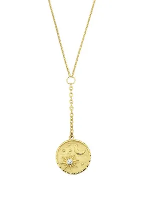 LARİSSA Moon & Stars Pırlanta Taşlı 14 Ayar Altın Kadın Kolye