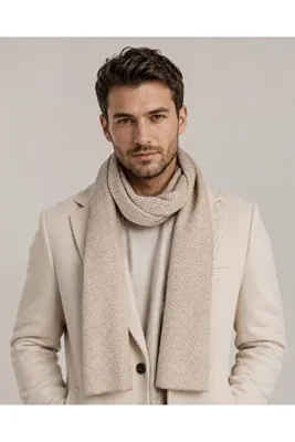 Sebir Moda Balıksırtı Desenli Triko Atkı