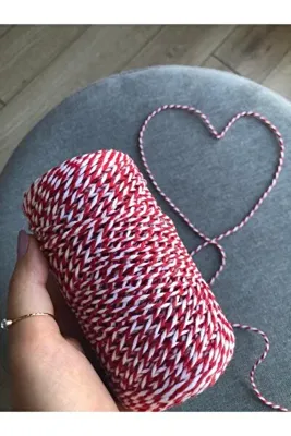 Pretty Pearl Marteniçka ipi Kırmızı beyaz ipi  bileklik ipi Şans Dilek Arkadaşlık paketleme ipi ambalaj (3metre)