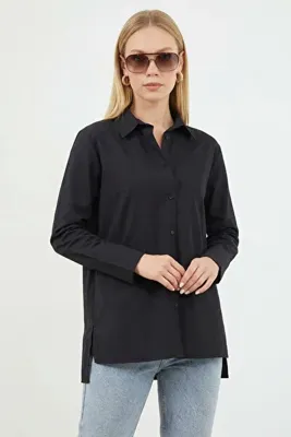 Fulla Moda Basic Çift Cepli Salaş Gömlek