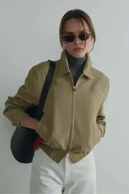 Suud Collection Haki Alden Yıkamalı Ceket