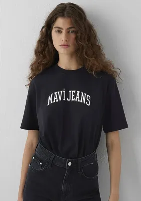 Mavi Jeans Baskılı Siyah Tişört