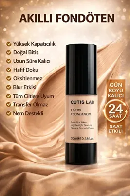 CUTİS LAB Akıllı Likit Fondöten 30 ml – Renk Değiştiren, Tek Ton Cilt pH’ına Uyumlu Blur Foundation