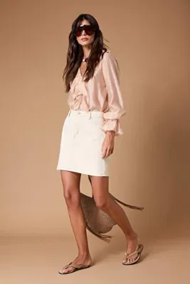 TRENDYOLMİLLA Ekru Basic Düz Yüksek Bel Denim Etek TWOSS20ET0181