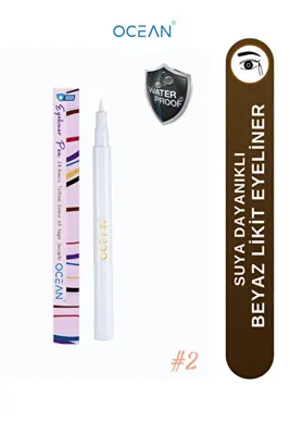 Ocean Beyaz Eyeliner, Likit Kalem Eyeliner, Suya Dayanıklı, Yoğun Pigmentli