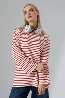 Sabr Kadın Modal Bisiklet Yaka Oversize Uzun Kollu Tunik