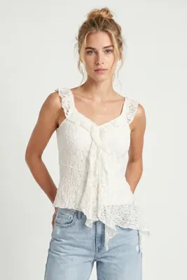 Lovelyİstanbul Asimetrik Dantelli Transparan Bluz LFW0029 BEYAZ