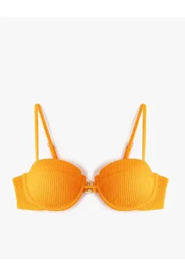 Koton Çıkarılabilir Askılı Dokulu Balenli Straplez Bikini Üst