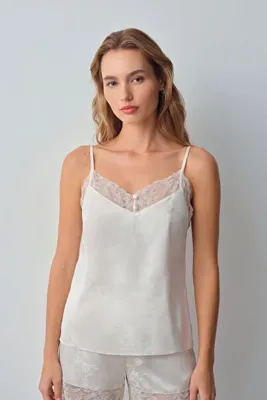 SUWEN Bride Dantelli İnce Askılı Pijama Üstü