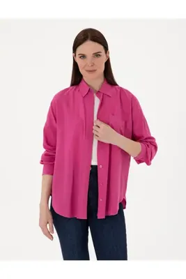 Pierre Cardin Fuşya Oversize Uzun Kollu Gömlek 50311567-VR023