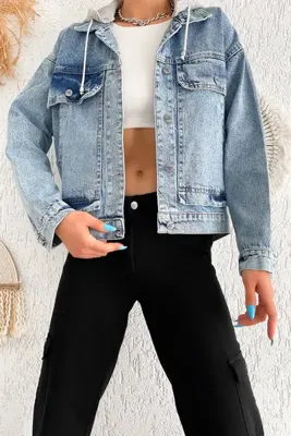 Noa&Noa Kadın Çıkarılabilir Kapüşonlu Cepli Denim Ceket – Astarsız & Çok Amaçlı Kullanım