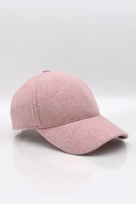Külah Kadın Pembe Yünlü Kışlık Beyzbol Kep Şapka