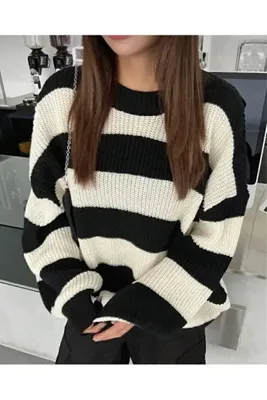 Cherry Butik Salaş Oversize Balon Kol Dökümlü Trend Triko Kazak
