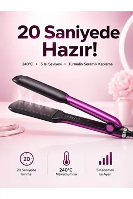 Eco Lounge Saç Düzleştirici Isı Ayarlı Seramik Kaplama Döner Kablo Yıpranma Karşıtı