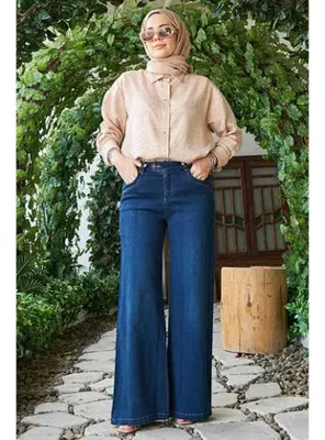 Neways 1067-Denim Bol Paça Pantolon Lacivert