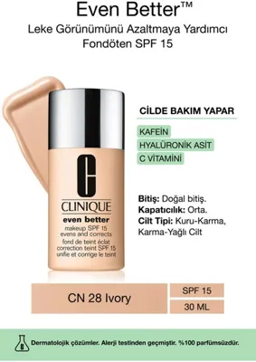 Clinique Even Better™ Doğal Bitişli Fondöten SPF 15 - Renk: WN 16 Buff 30ml | C Vitamini